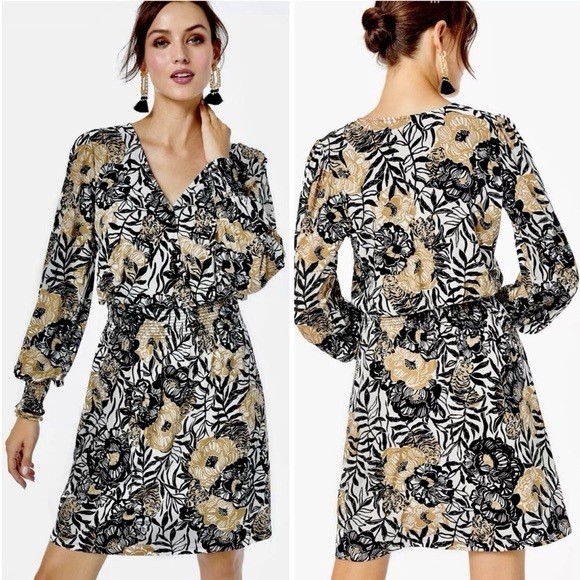 Lilly Pulitzer Dresses & Skirts - Lilly Pulitzer Talley Peony Black and Gold Floral Long Sleeve Dress